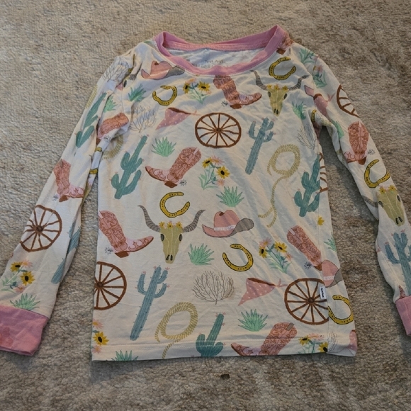 Little Sleepies Pink and Cream Long Sleeve Tee with Western Print - Picture 4 of 4